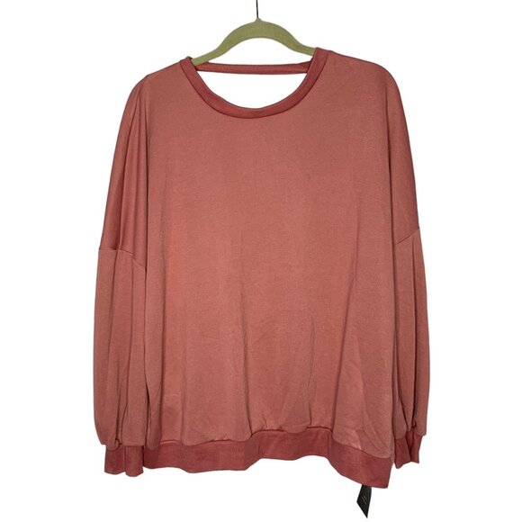 SHEIN SXY Mauve Pink Pullover Open Twist-Back Rhinestone Sweatshirt NWT Size 2XL - Picture 1 of 9